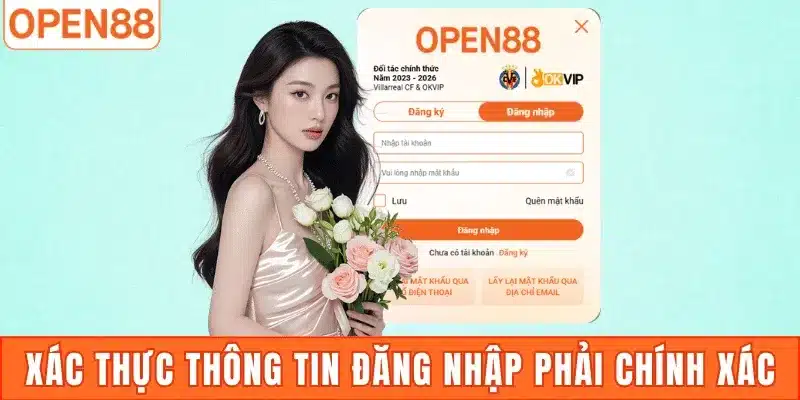Xác thực thông tin đăng nhập phải chính xác